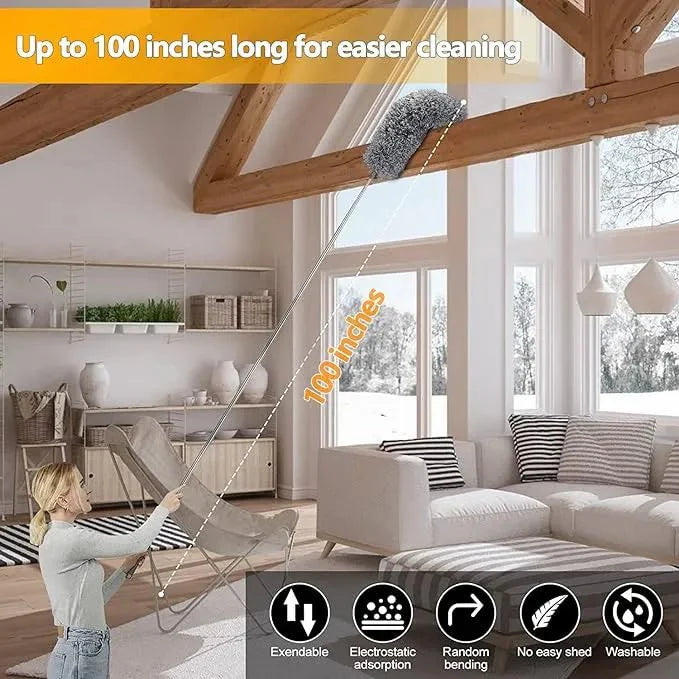 Microfiber Duster – 8Ft Extra Long Extendable Handle (Imported Quality) - Nuvenza