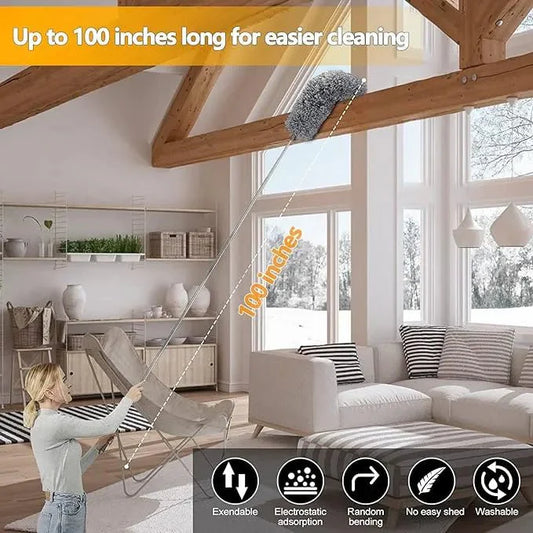 Microfiber Duster – 8Ft Extra Long Extendable Handle (Imported Quality) - Nuvenza